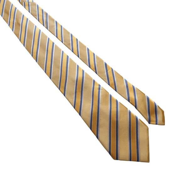Vintage Countess Mara Designer Necktie Yellow Blue Striped Tie Office Dad Gift - Picture 1 of 5